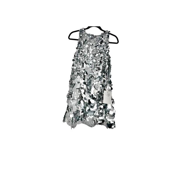Mac Duggal Sequined Short Homecoming Dress Sleeveless Silver Size 2 NWT - Picture 6 of 12